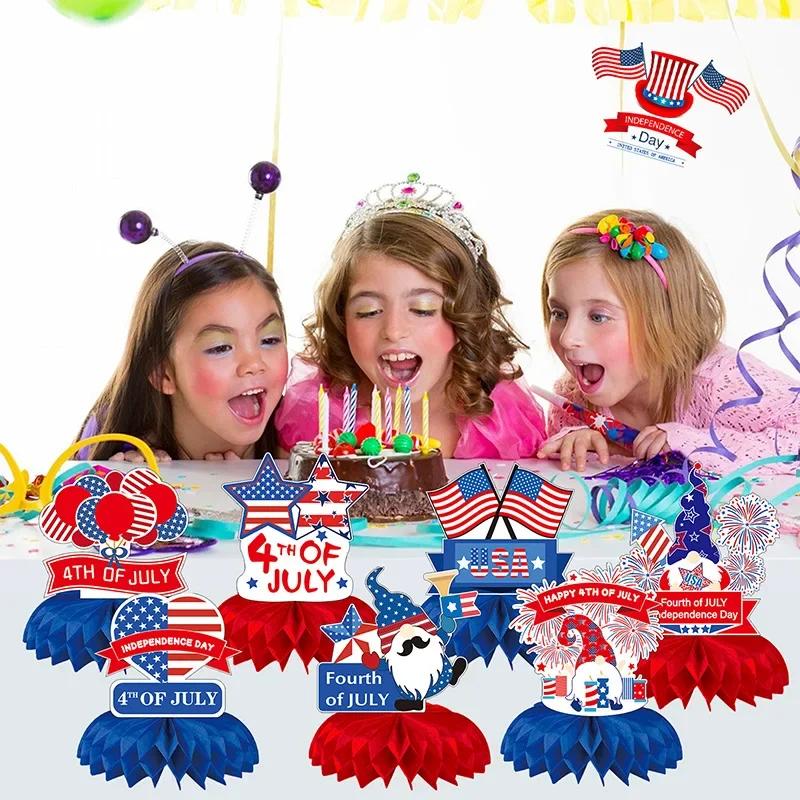

Patriotic Table Centerpiece 4th of July Honeycomb 3D Patriotic Table Decoration American Flag for Independence Day Party