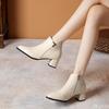 Automne Nouvelles Bottes Confortables à Bout Rond et Fermeture Éclair Latérale pour Femmes Bottes à Talons Hauts Épais Tendance et Polyvalentes pour Femmes