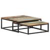 Set of 2 Side Tables Recycled Solid Wood