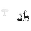 Miniature Dollhouse Round Table And Statue Resin Reindeer Figurine for Pretend Life Garden Play