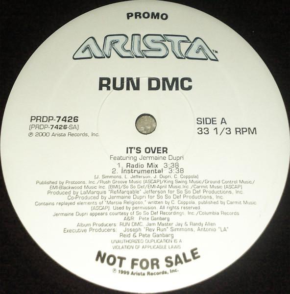 

12inch Record RUN-DMC - It s Over PRDP7426 Arista 1999 US Rap & Hip-Hop/R&B Used