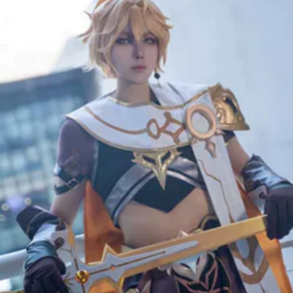 Genshin Impact Costume Cosplay Aether Uniforme da Carnevale per Adulti Parrucca Costumi per Feste di Halloween Anime Maschera Donna Gioco