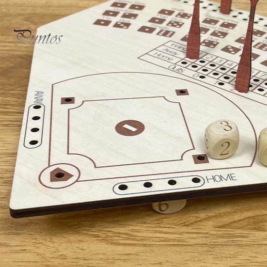 1 Set Baseball-Würfelspielbrett, hölzernes Desktop-Baseball-Spielbrett mit Würfeln, Baseball-Würfelspielset für Home-Party-Spieleabende und Reisen