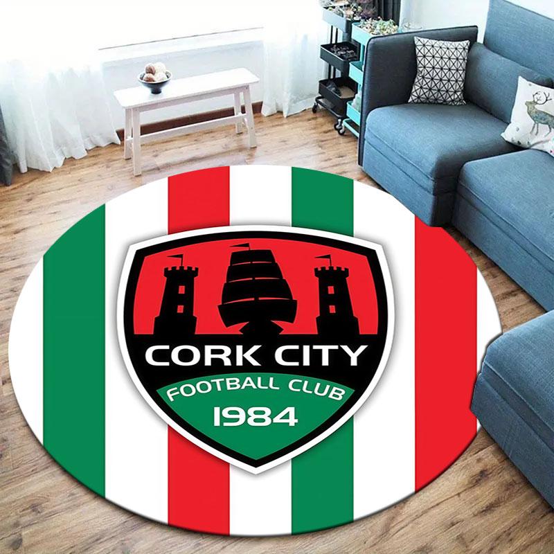 Cork City F.C Round Area Rug,Carpet Rug for Living Room Bedroom Sofa Playroom Decor,Non-slip Floor Mat