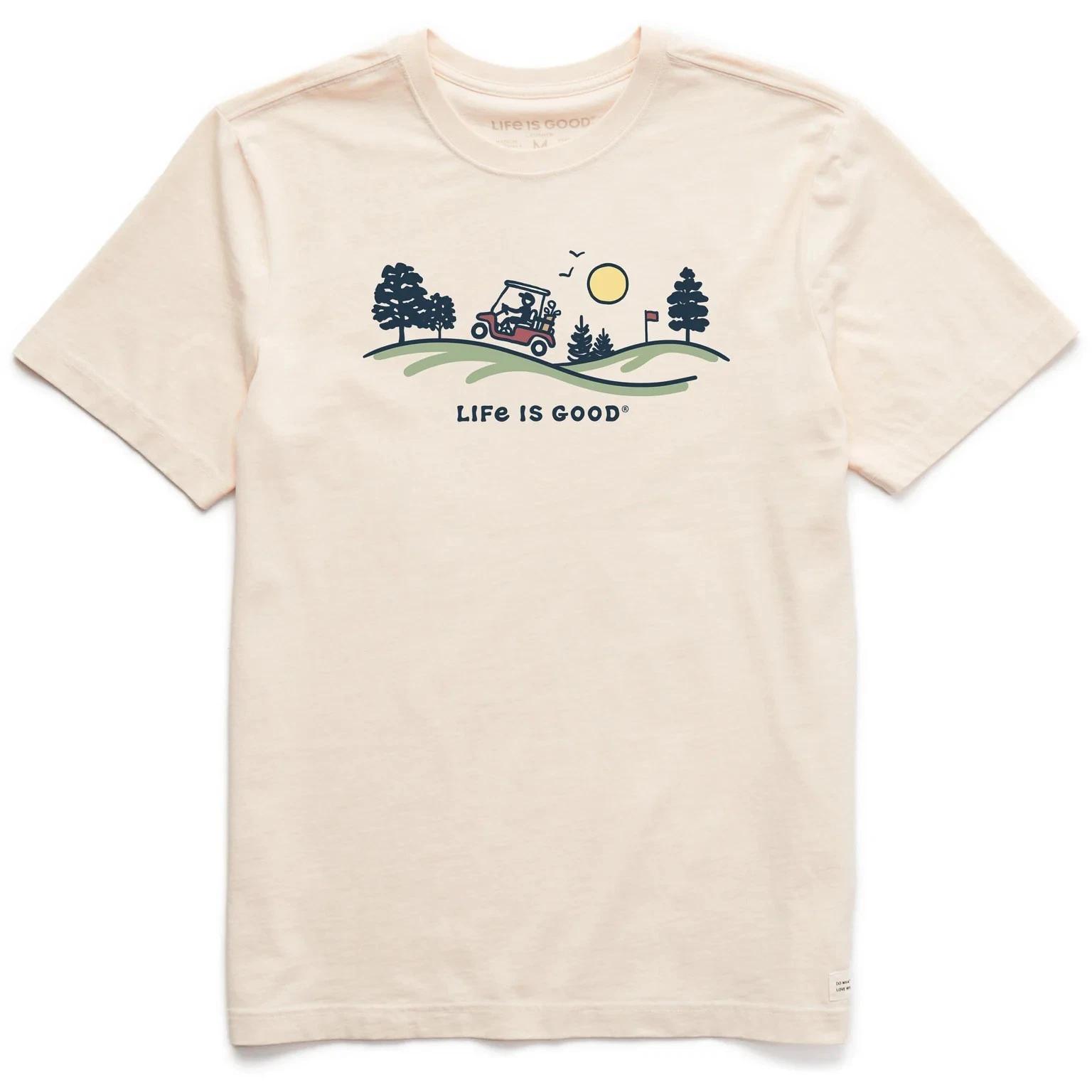 

Life is Good. Men s Golf Cart Vista Short Sleeve Crusher Tee, Putty White 4XL