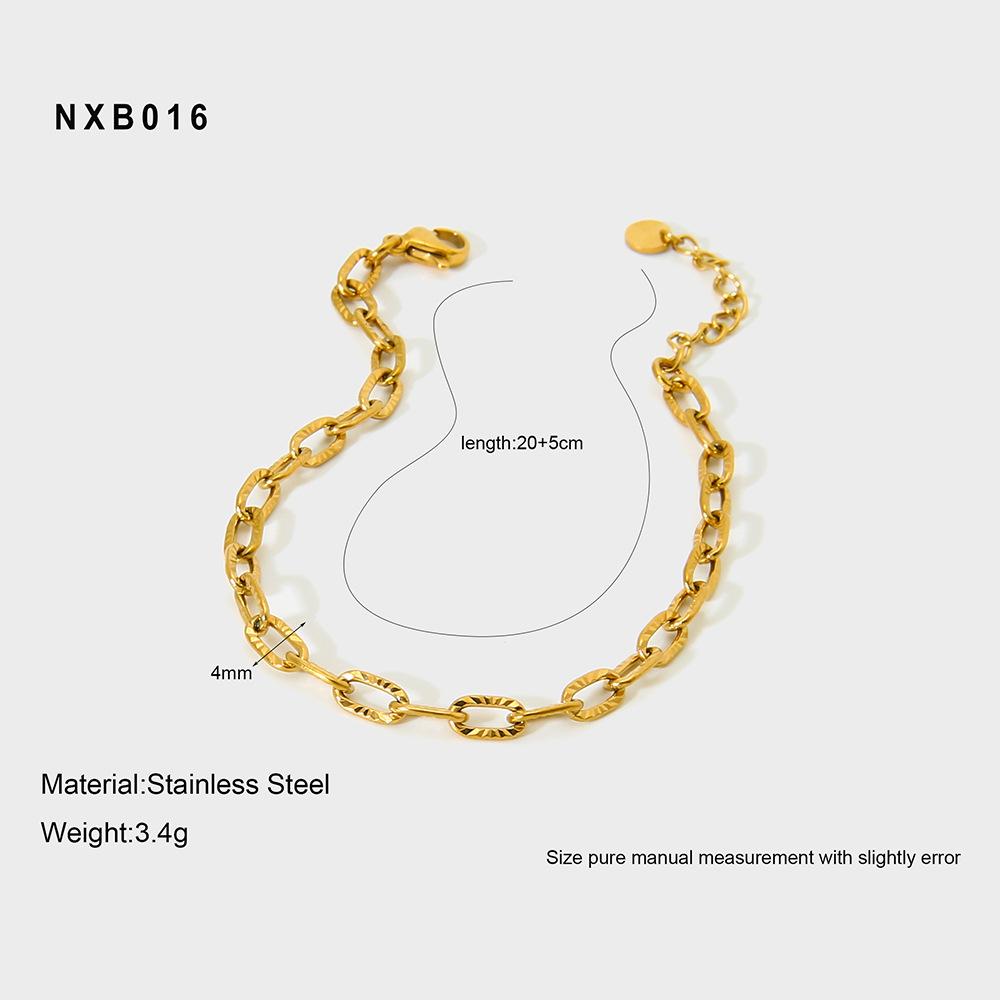 European and American simple fashion plated 18k gold stainless steel cross chain set embossed bracelet necklace DIY jewelry women