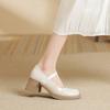 Versatile Velcro Light mouth thick heel small leather shoes women's style college single shoes women