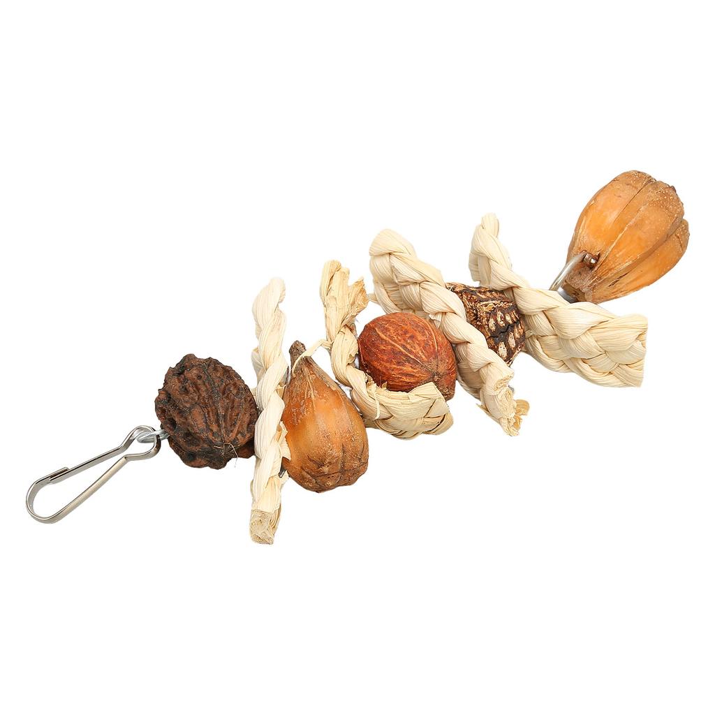 Hanging Parrot Chew Toy with Stainless Steel Hook Natural Corn Leaf Nut Bird Cage Gnawing Toy
