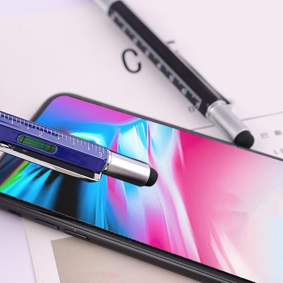 6-in-1 Multitool Pen Multi-Functional Pen with Ruler Level Gauge Ballpoint Pen Stylus Pen Screwdriver Christmas Gadget Gift for Men Dad Husband