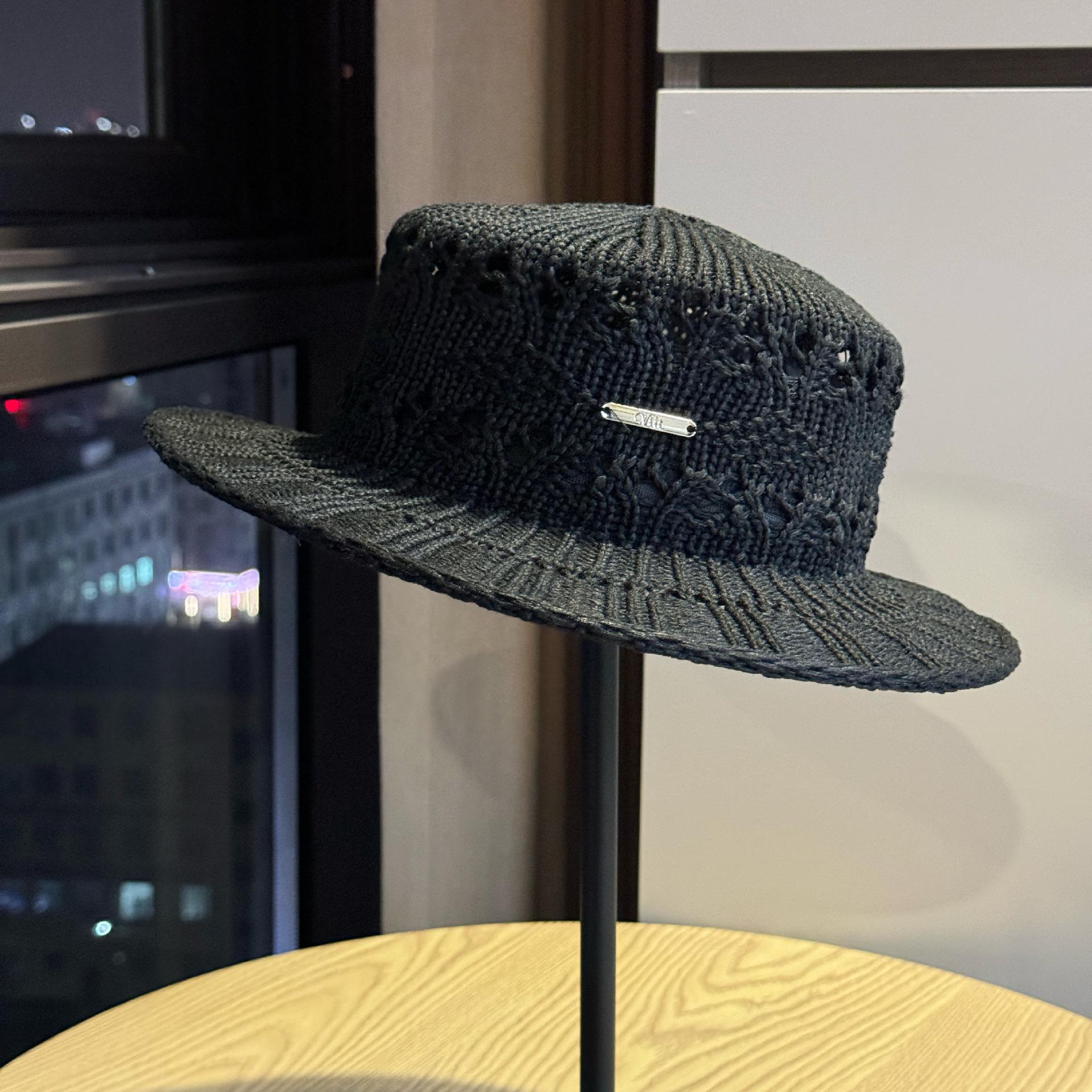 

New women s summer high-end sun protection hat, hollowed-out design, elegant French style, makes the head look smaller, sun-shading flat-top hat Adult54-60Adjustable чёрный