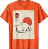 Gatto Bianco Dormiente Arte Giapponese Stile Ukiyo E Maglietta Grafica Casual in Cotone