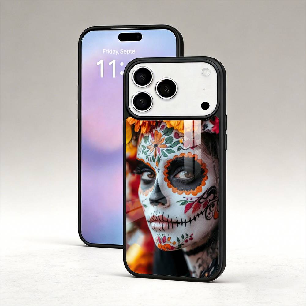 D-Day of the Dead M-Mexican Catrina Skull Phone Case For iPhone17,16,15,14,13,12,Pro,Max,Magnetic For Magsafe Wireless Charging