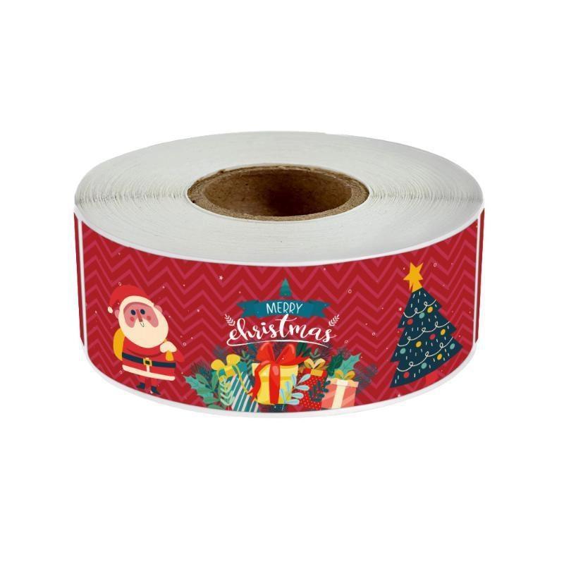 

120Pcs/roll Christmas Strip Sticker Gift Box Packing Seal Sticker Self-adhesive Label Packaging Sticker Roll Merry Christmas