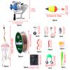 FTK 55pcs1.8m Fishing Rod and Reel Float Lure Set Carbon Fiber Telescopic Fishing Rod  Spinning Reel for Saltwater Freshwater