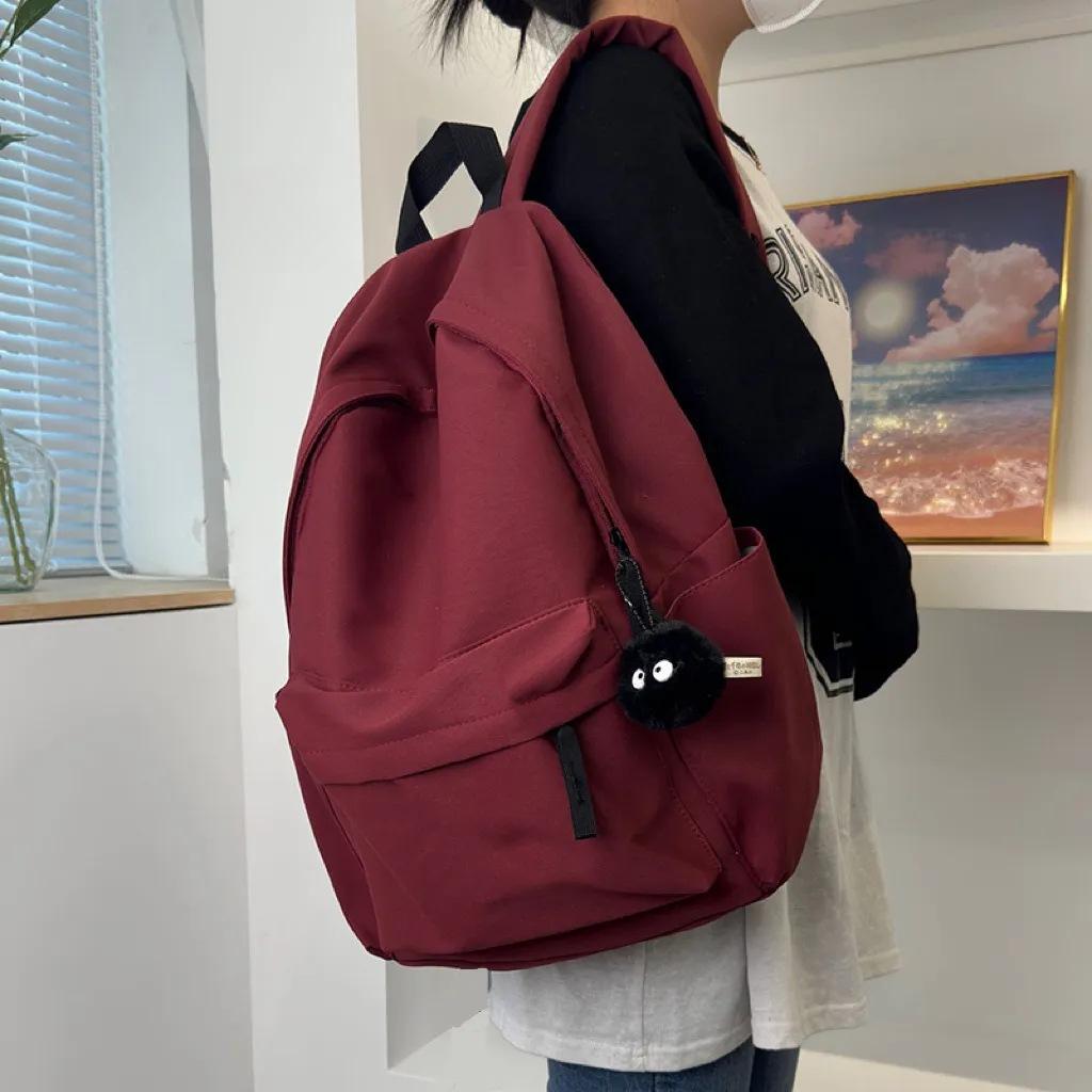 Nový studentský batoh Velká kapacita Jednoduchá jednobarevná Studentský ležérní Jednoduchý batoh