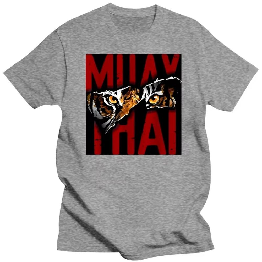 Novelty Men's Muay Thai Tiger T Shirts Short Sleeved Crewneck Cotton T-shirt Leisure Thailand Martial Art Fighter Spirit Tee Top
