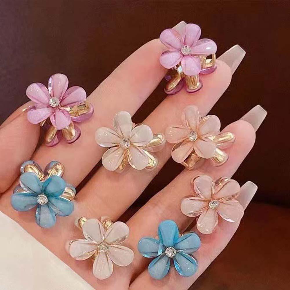 10pcs Korean Style Pearls Flower Hairpin Resin Women Side Clip Mini Hair Claw  Daily