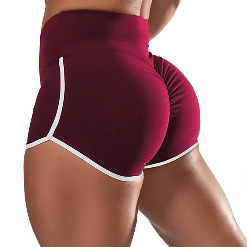 1Pc Gym Casual Fitness Solid Color Hip Elastic Yoga High Waist Shorts Tight-fitting