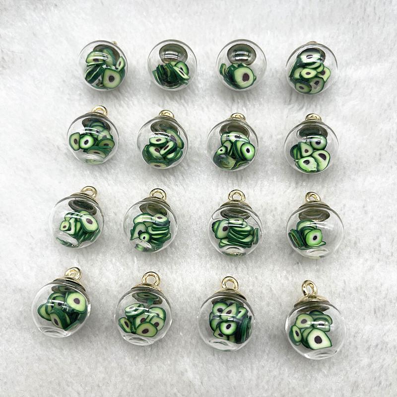New 10pcs 16mm Colorful Transparent Ball Glass Polymer Clay Charms Pendant Find Hair Accessories Jewelry Charms Earring