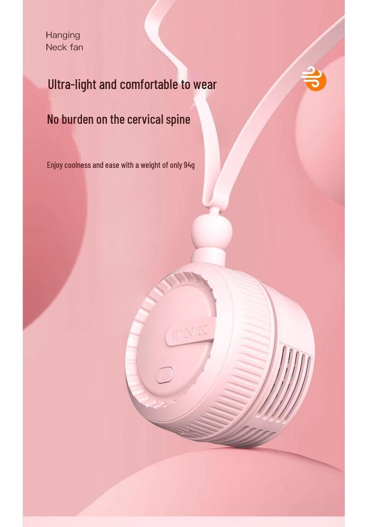 Hands-Free Rechargeable Neck Fan - Portable, USB, Mini Lanyard Design