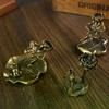 Antique Brass Leaf Backflow Incense Decorations Solid Pure Copper Frog Pond Censer Holder Ornaments Tea Pets