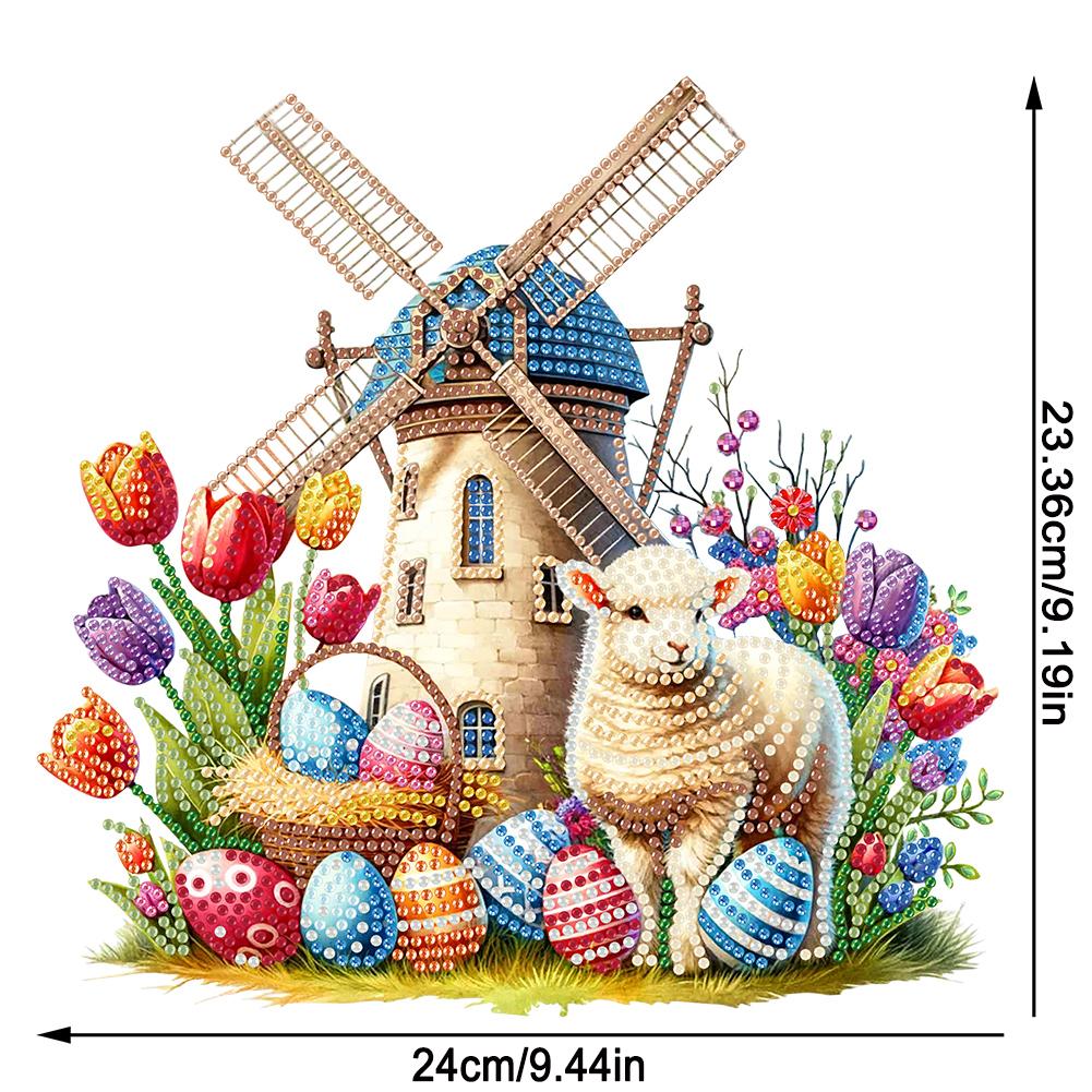 Acrylic Special Shape Easter Rabbit Diamond Painting Tabletop Ornaments Kit Rhinestones Desktop Ornaments for Home Office Decor