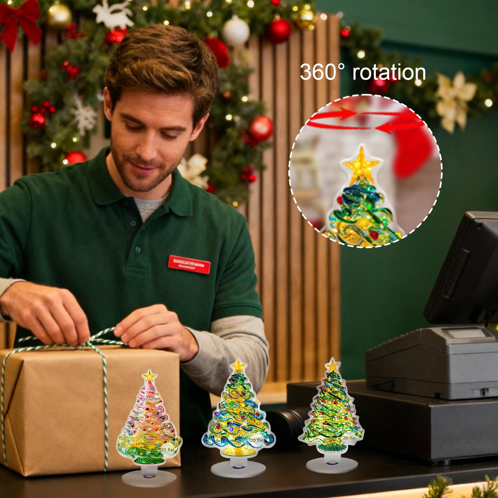 Фигурка Рождественской елки 2D Акрил 3 шт. Коллекционная скульптура Миниатюрная фигурка Рождественской елки Для вечеринки Настольная полка China Mainland