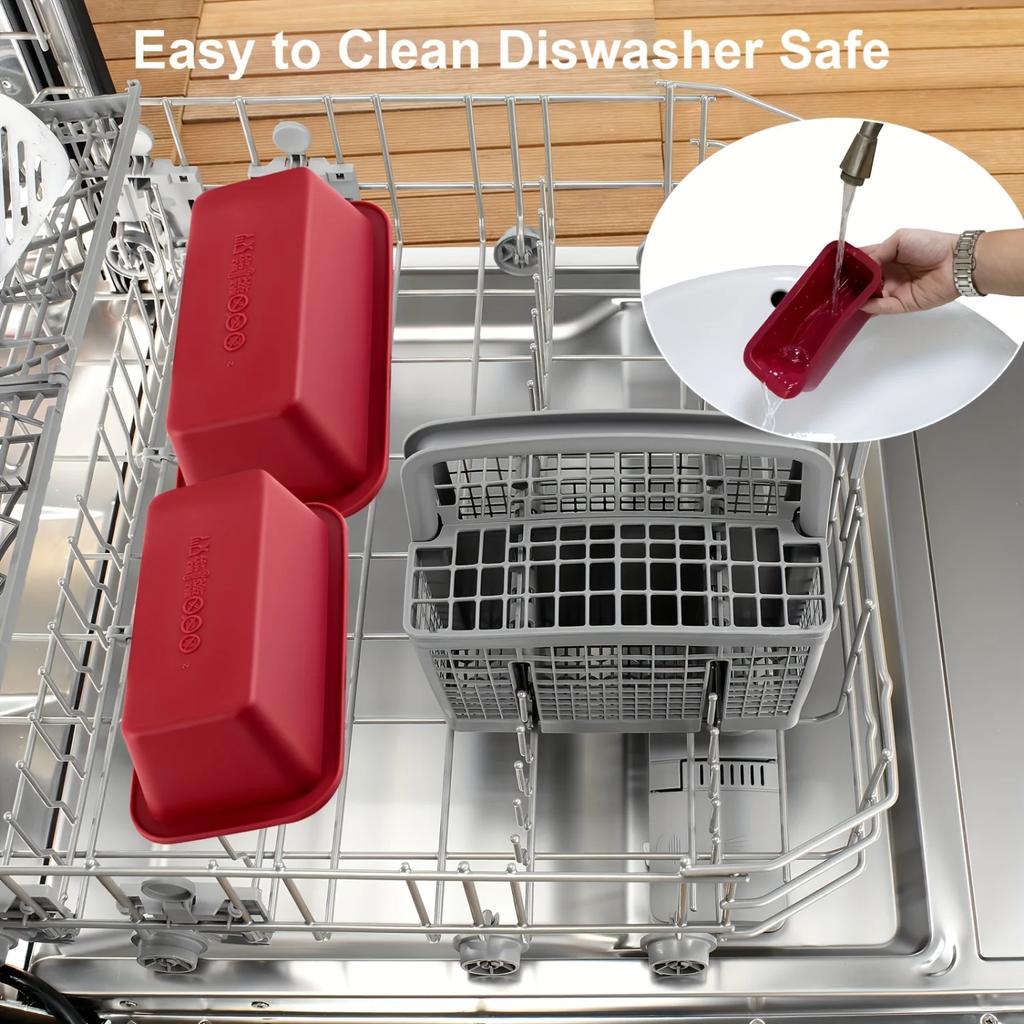 4 Stück, Silikon Mini Kastenform (6,1''x3,3''), Antihaftende Rechteckige Silikon-Mini-Kuchenform mit Leichtlösefunktion zum Backen von Brot, Flexibel BP