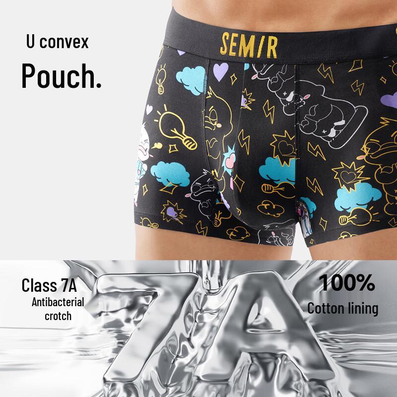 Semir Men's 7A Antibacterial Pure Cotton Boxer Briefs