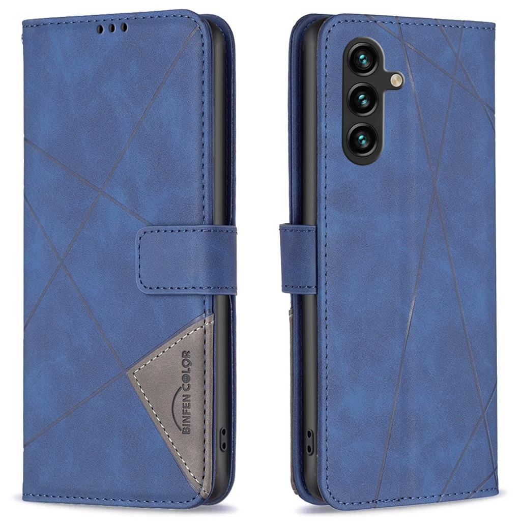 BINFEN COLOR For Samsung Galaxy A36 5G Phone Cases Wallet Stand Geometry Imprinted Leather Cover