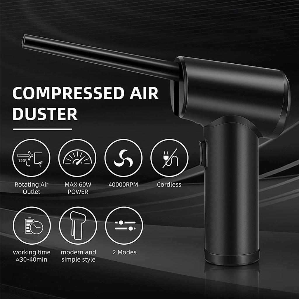 45W Cordless Air Duster Compressed Air Blower Vacuum Cleaner For Computer Laptop Keyboard Electronics Cleaning