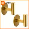 Brushed Gold Adhesive Wall Hooks Heavy Duty Sticky Towel Hook for Bathroom Kitchen Door Wall Mounted Stick On Hook for Coat Keys