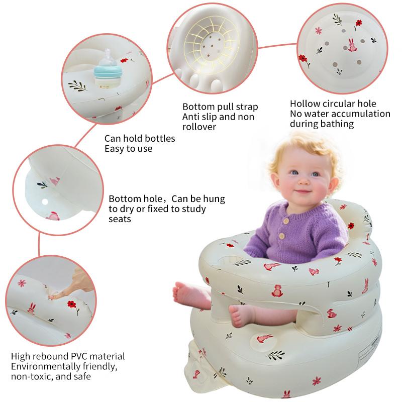 Baby Inflatable Sitting Chair Anti Tip Portable Indoor Outdoor Learning Seat Feeding Chair Bath Stool