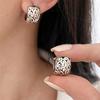 1 Pair of Retro Ethnic Hollow Flower Pattern Ring Earrings, Fashionable and Simple Design Copper Earrings, Elegant Evening Jewelry Accessories