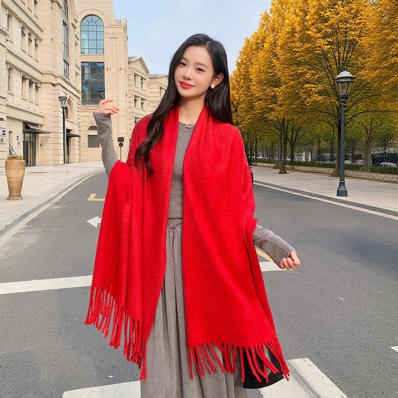 Mink hair scarf light luxury high-end imitation cashmere scarf women's winter Korean atmosphere men's shawl scarf autumn and winter