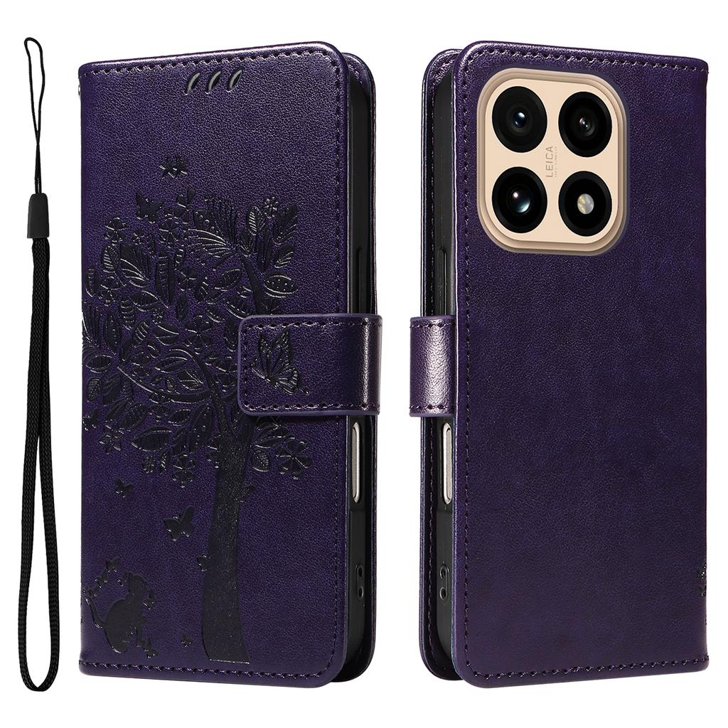 For Xiaomi 15T Phone Case with Stand Cat Tree Pattern Leather Wallet Mobile Cover