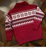 American Fair Isle Red Half-Zip Pullover Sweater for Men & Women - Trendy Autumn/Winter Knitwear Cardigan with High-End Feel