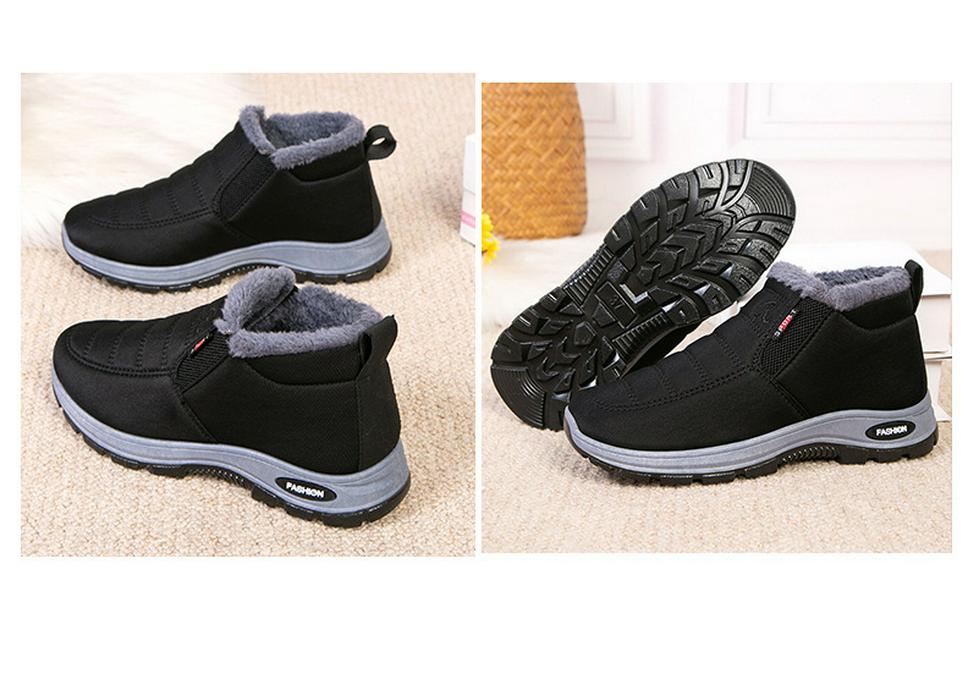 Women's Winter 2025 Fleece-Lined Cotton Slip-On Boots: Warm, Casual, and Comfortable for Moms and Seniors