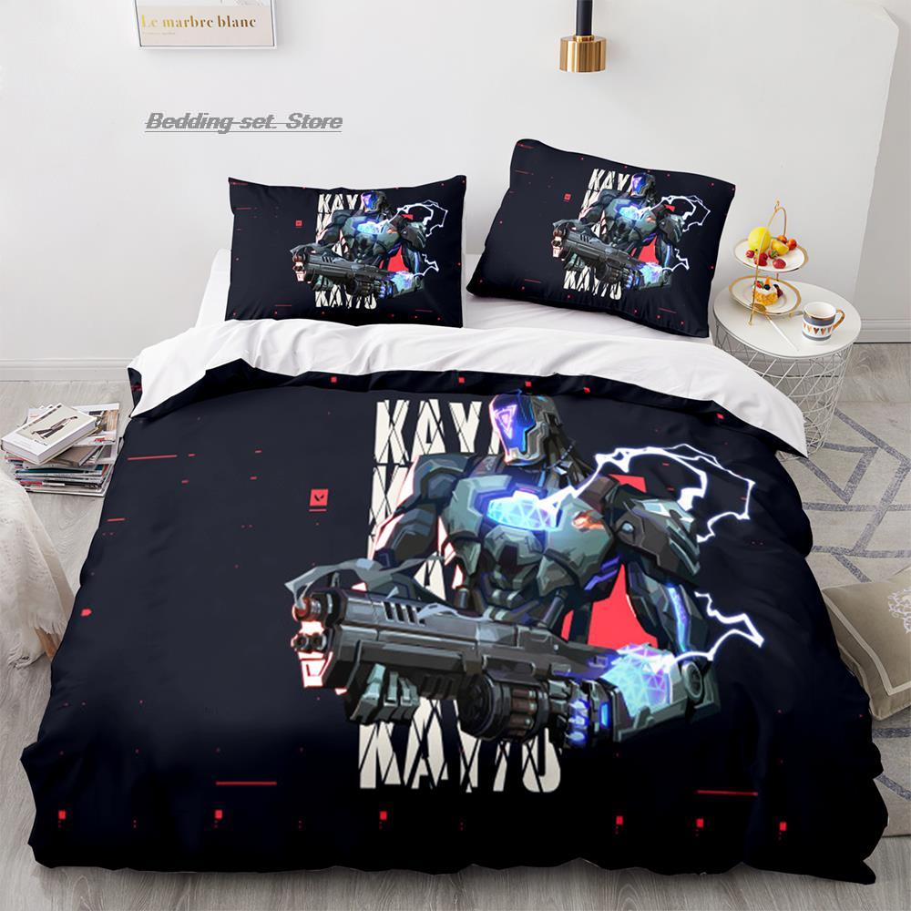 Gaming Valorant Bedding Set Single Twin Full Queen King Size Bed Set Aldult Kid Bedroom Duvetcover Sets 3D Print Anime 037