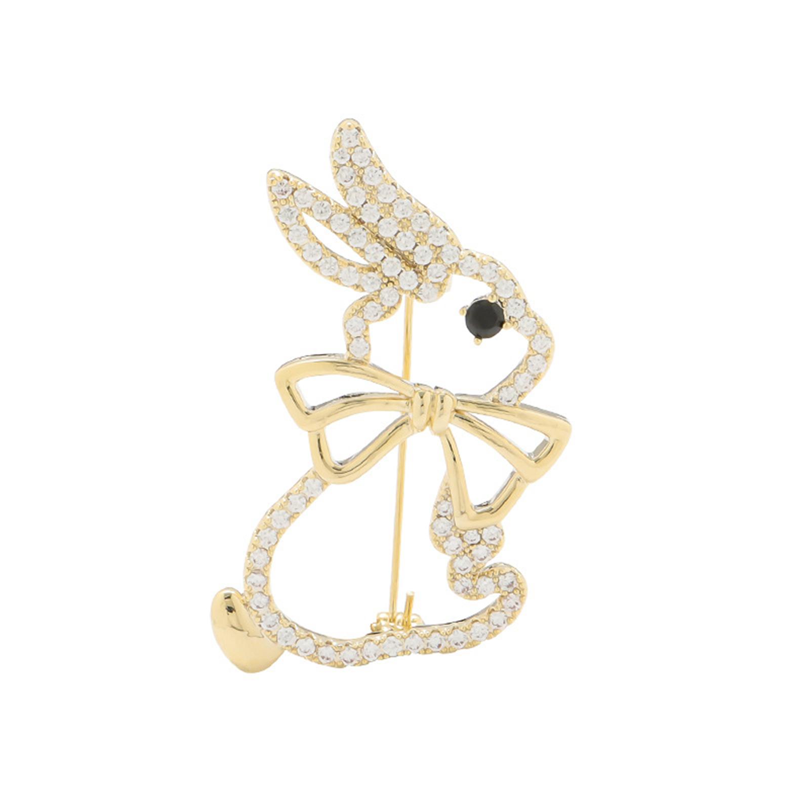 

Zircon-encrusted Crystal Bowknot Cute Rabbit All-matched Brooch Fashion Temperament Corsage Pin Clothing Accessory 1