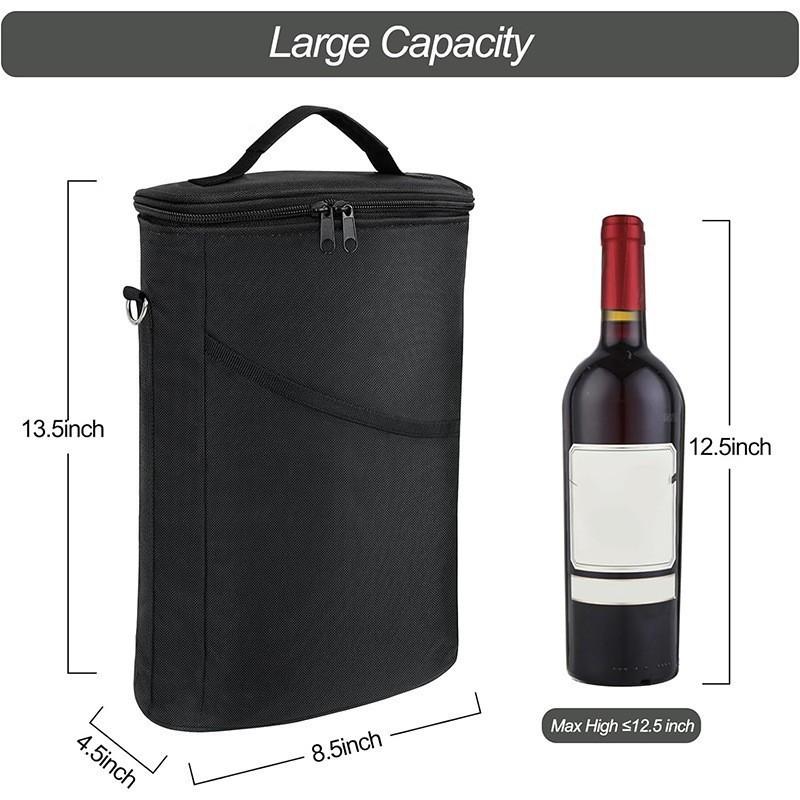 Wine Bottle Bag Soft Cooler Wine Bottle Insulated Bag For Wine Thermal Outdoor Bag For Travel Carrier Tote Wine Glass