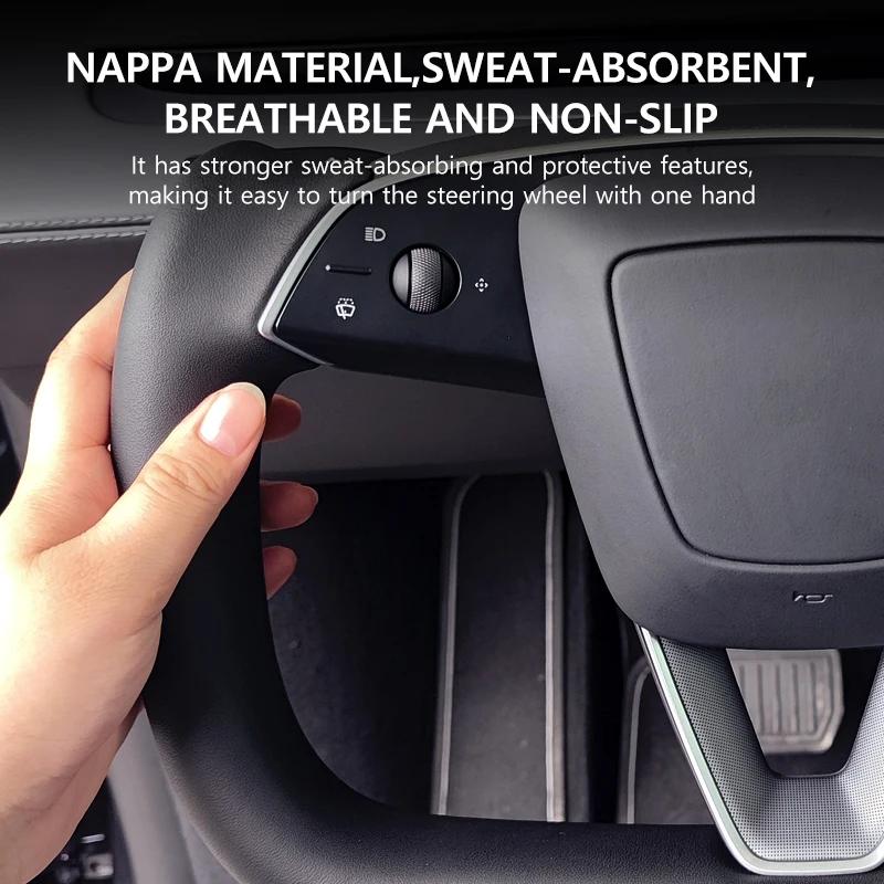 Nappa Leather Heated Steering Wheel Handle for Tesla Model Y Juniper 2025+ Personalized Racing Custom Steering Wheel Accessories