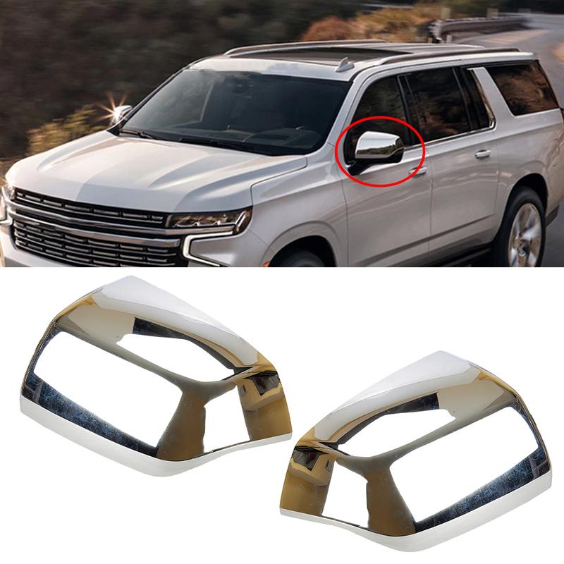 

1 Pair Side Rear View Mirror Cover Cap Trim Chrome Style ABS Plastic Fit for Chevy Suburban Tahoe