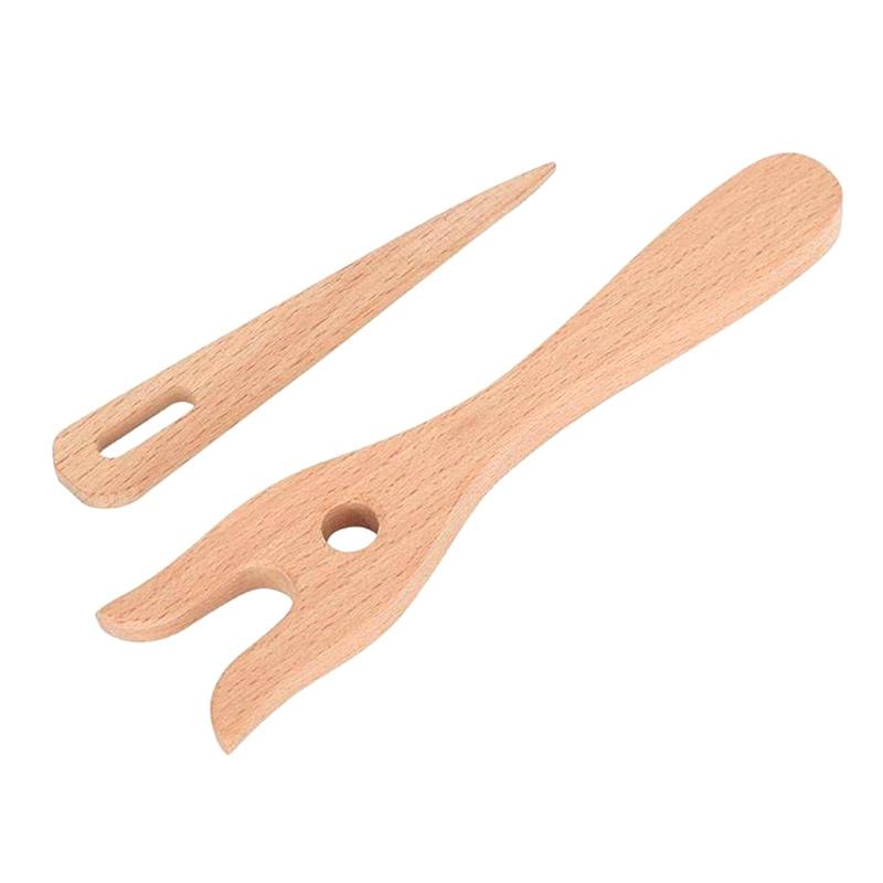 2Pcs/Set Knitting Fork For Bracelet Necklace Pendant Diy Handmade Knitting Tool Wooden Weaving Braider Sewing Accessories