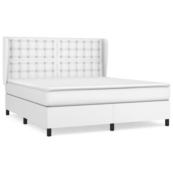 Maison Exclusive - Sommier à lattes de lit avec matelas Blanc 180x200cm Similicuir