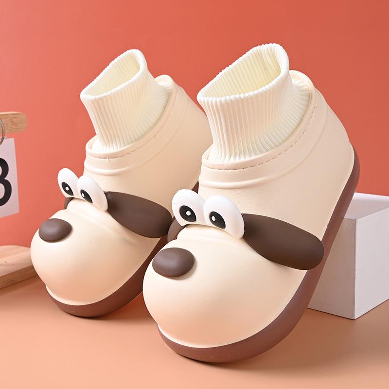 Zapatillas de Algodón para Mujer con Ojos Grandes de Perro 2025: Usable al aire libre, Antideslizante, Punta cerrada, Cálido, Grueso, Aumenta la altura, Suela blanda