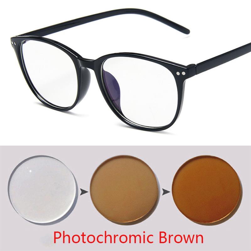 Rivets Round Finished Myopia Glasses Women Nearsighted Photochromic prescription -1.0 -1.5 -2.0 -2.5 -3.0 -3.5 -4.0 -4.5 -6.0