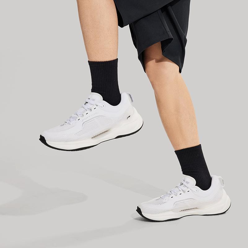 Li Ning Soft Cool Breathable Thick Sole Shock Absorbing Lightweight Casual Shoes Men sneakers White AGLU025-2