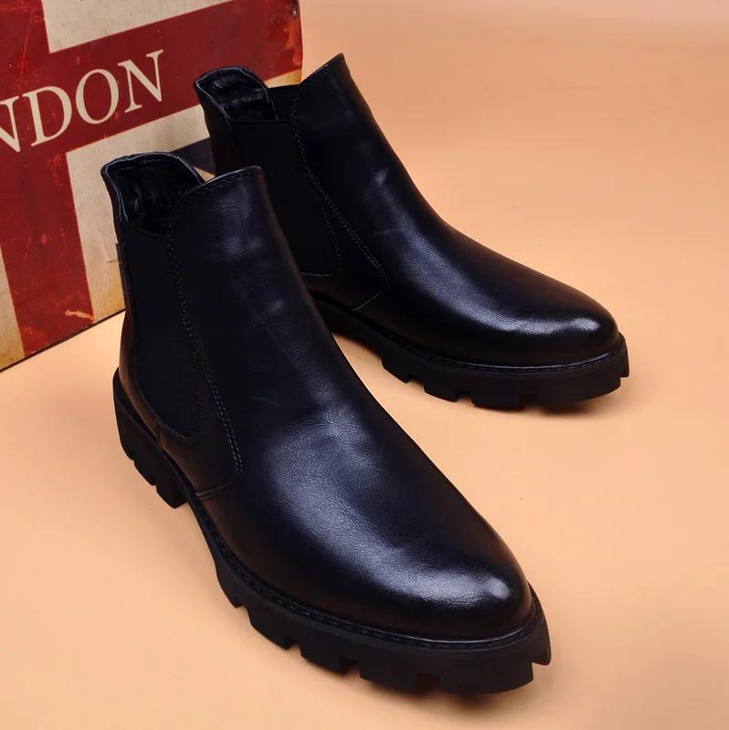 

мужская мода челси ботинки слипоны оригинальная кожаная обувь ковбойские осенне-зимние ботинки вечеринка выпускной платье платформа до щиколотки ботильоны hombre 270 чёрный