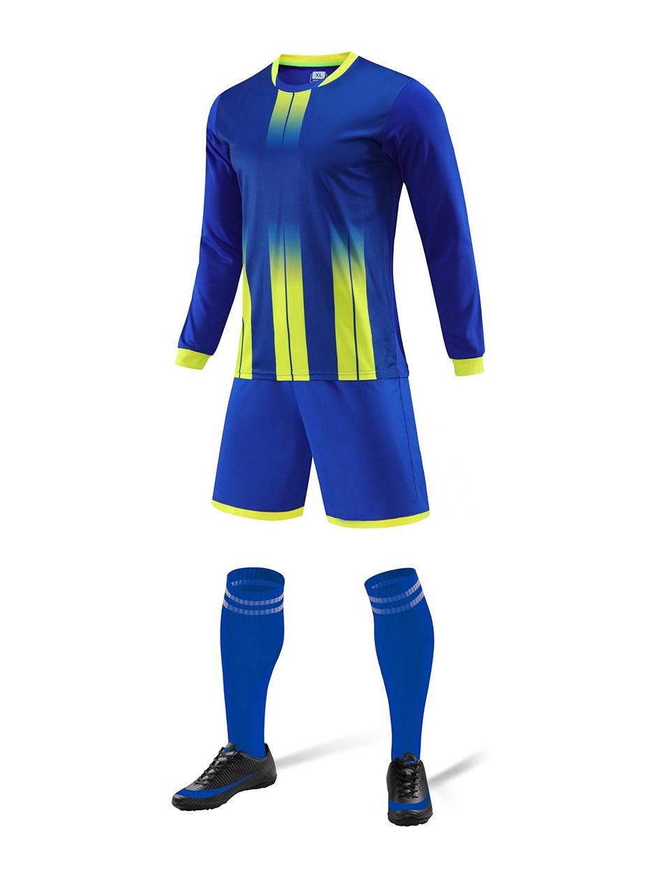 

Комплект футбольной формы с длинным рукавом Speed для мужчин, женщин и детей с напечатанными номерами - Идеально подходит для тренировочных сборов и командных матчей. M синий/циан